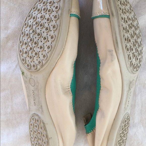 Geox Ballerina Flats White with Aqua Green - Picture 4 of 8